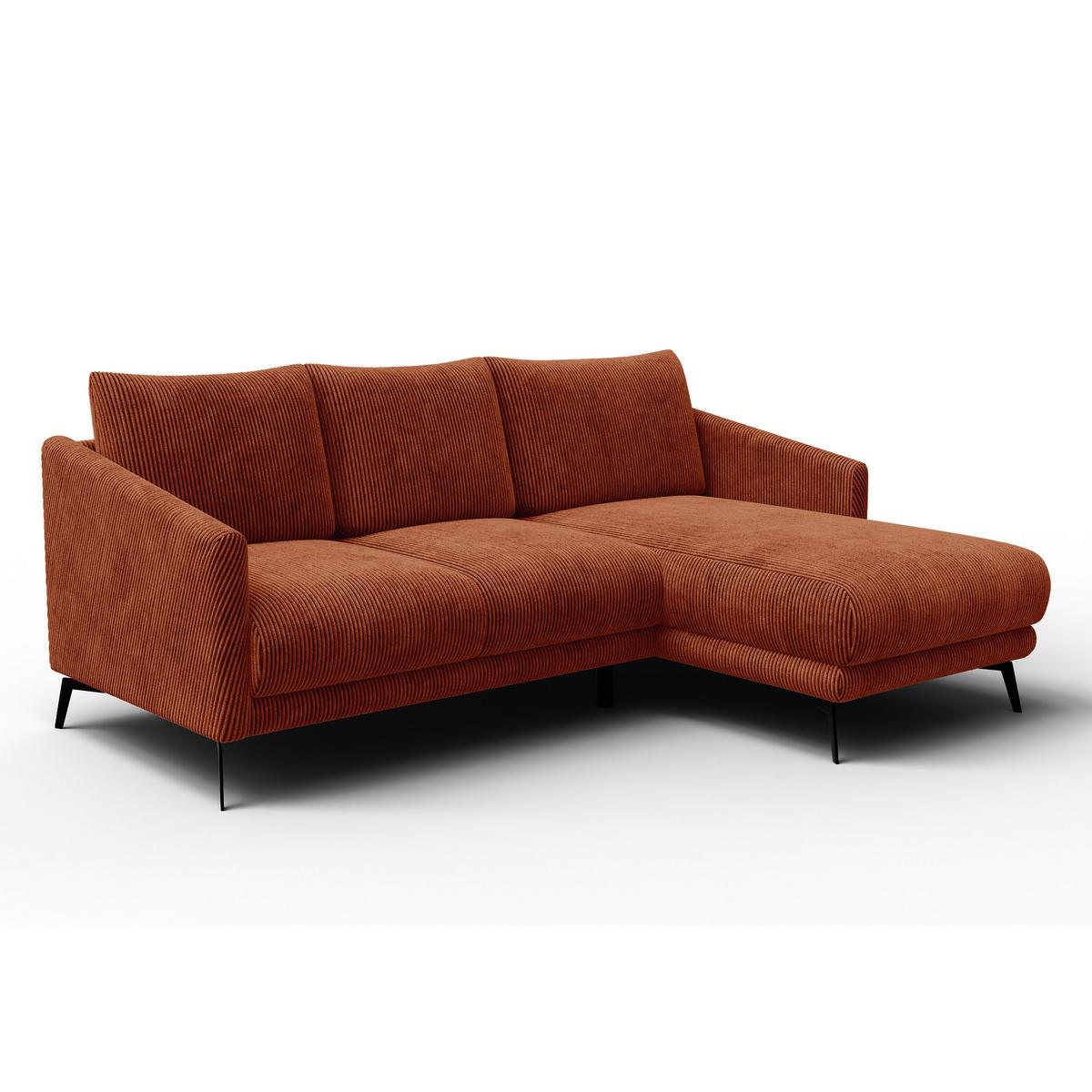 ECKSOFA VILT 3-Sitzer, orange - Schwarz/Orange, Holzwerkstoff/Textil (221/156cm) - Wozimo