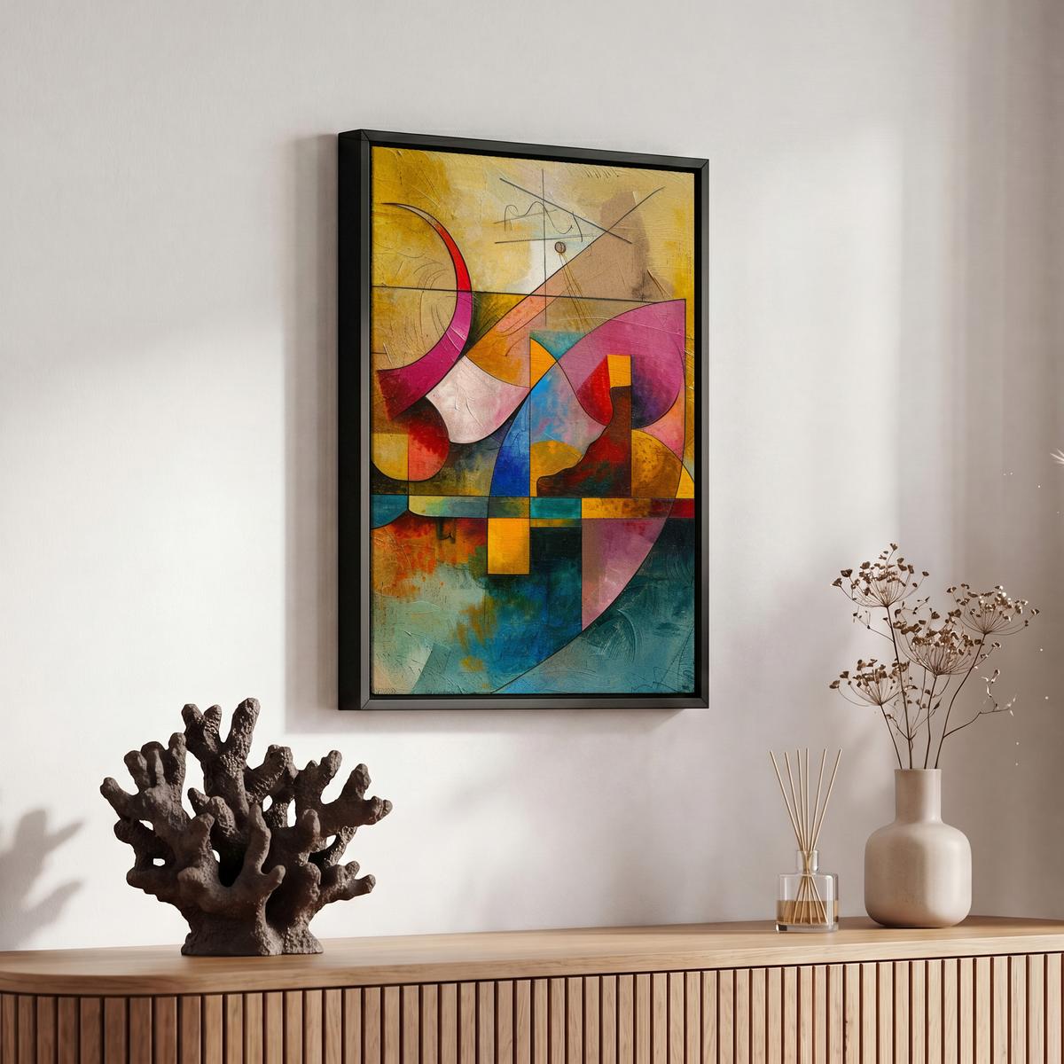 LEINWAND Bilder mit Rahmen - Kunst - Abstrakt - Modern - 20x30 - Gelb, Textil (20/30cm) - MuchoWow