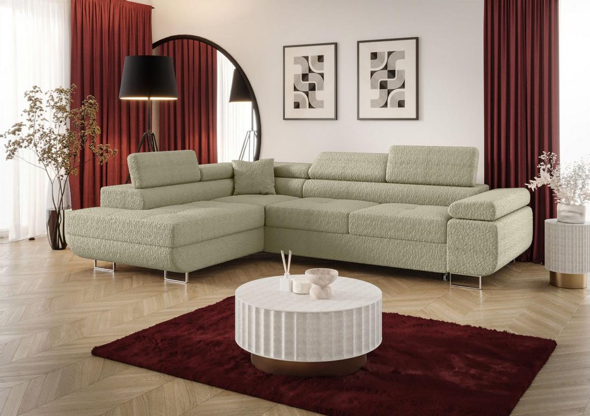 ECKSOFA Monaro Mit Schlaffunktion - Hellbraun, Holzwerkstoff/Textil (202/275cm) - Fun Möbel