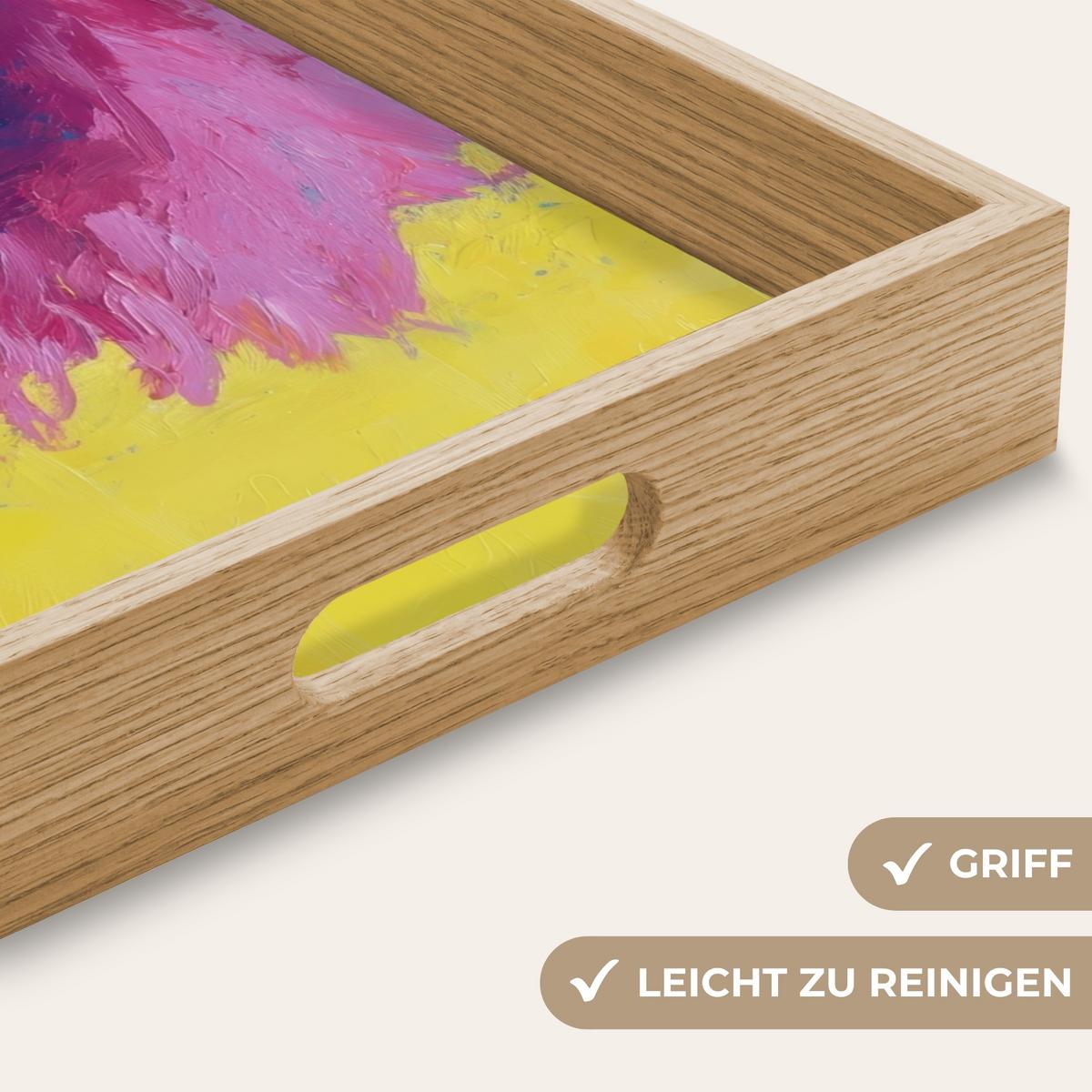 TABLETT Frau - Hut - Lila - Wein 50x35 cm - Gelb, Holz (50/5/5cm) - OnlyWow