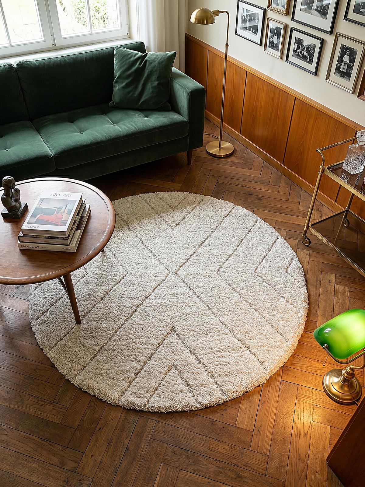 RUNDTEPPICH Berber ATRIO Polypropylen Creme 160 x 160 cm - Beige, Textil (160/160cm) - KADIMA DESIGN