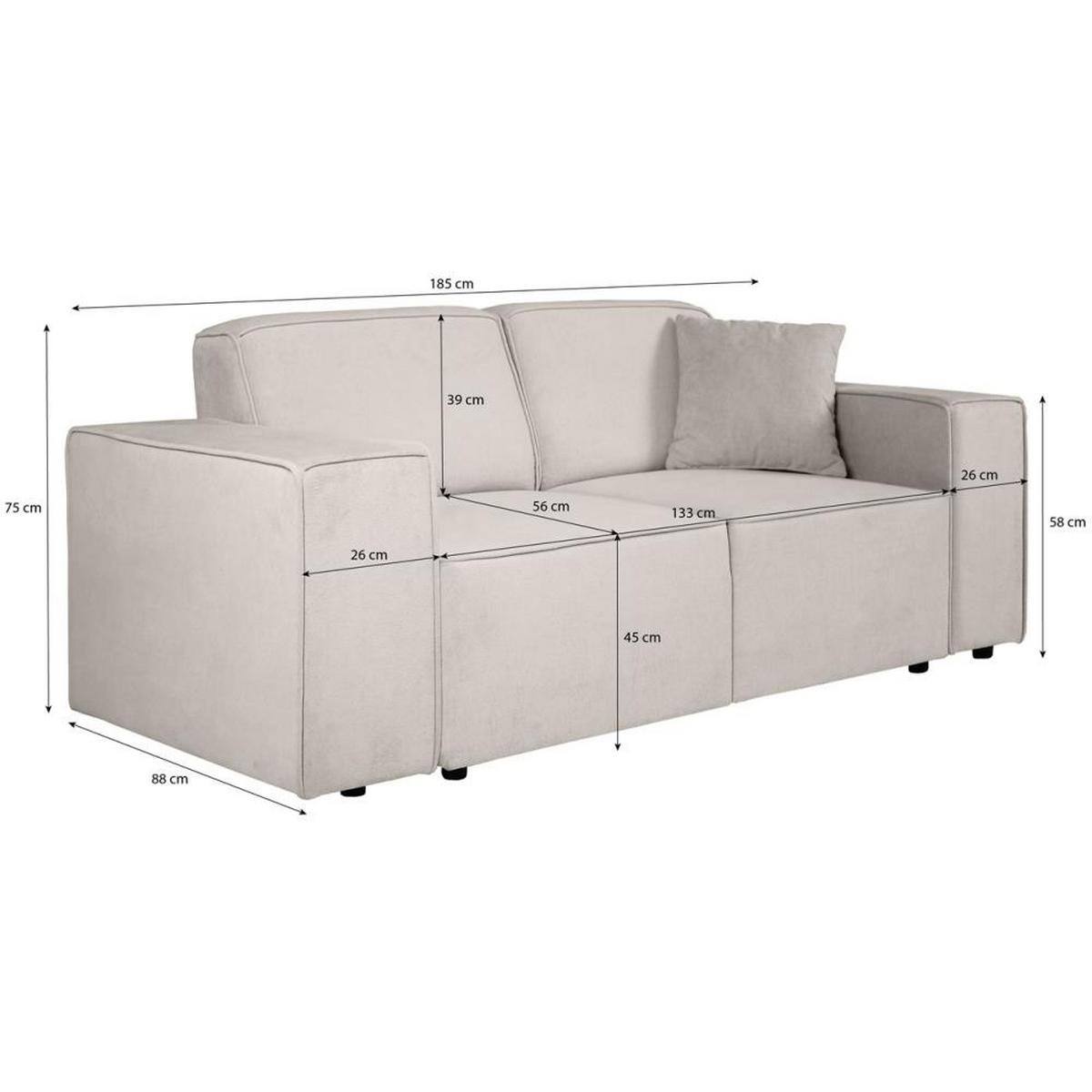 2-SITZER SOFA Pedro ohne Schlaffunktion hellgrau - Hellgrau/Schwarz, Textil (185/75/88cm) - Beautysofa
