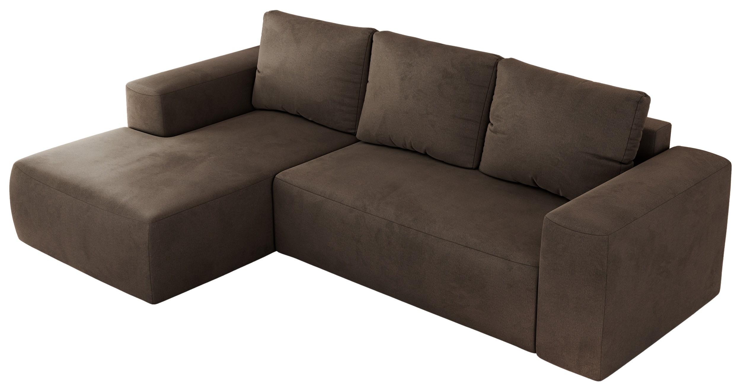 ECKSOFA TRENTINO L Braun Velvet - Links - Schwarz/Braun, Kunststoff/Textil (266/164cm) - MKS