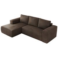 ECKSOFA TRENTINO L Braun Velvet - Links - Schwarz/Braun, Kunststoff/Textil (266/164cm) - MKS