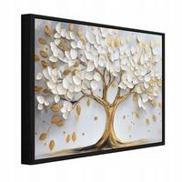 BILDER mit Rahmen Baum Abstrakt Beige 120x80 cm - Multicolor, Holzwerkstoff (120/80cm) - Wallarena
