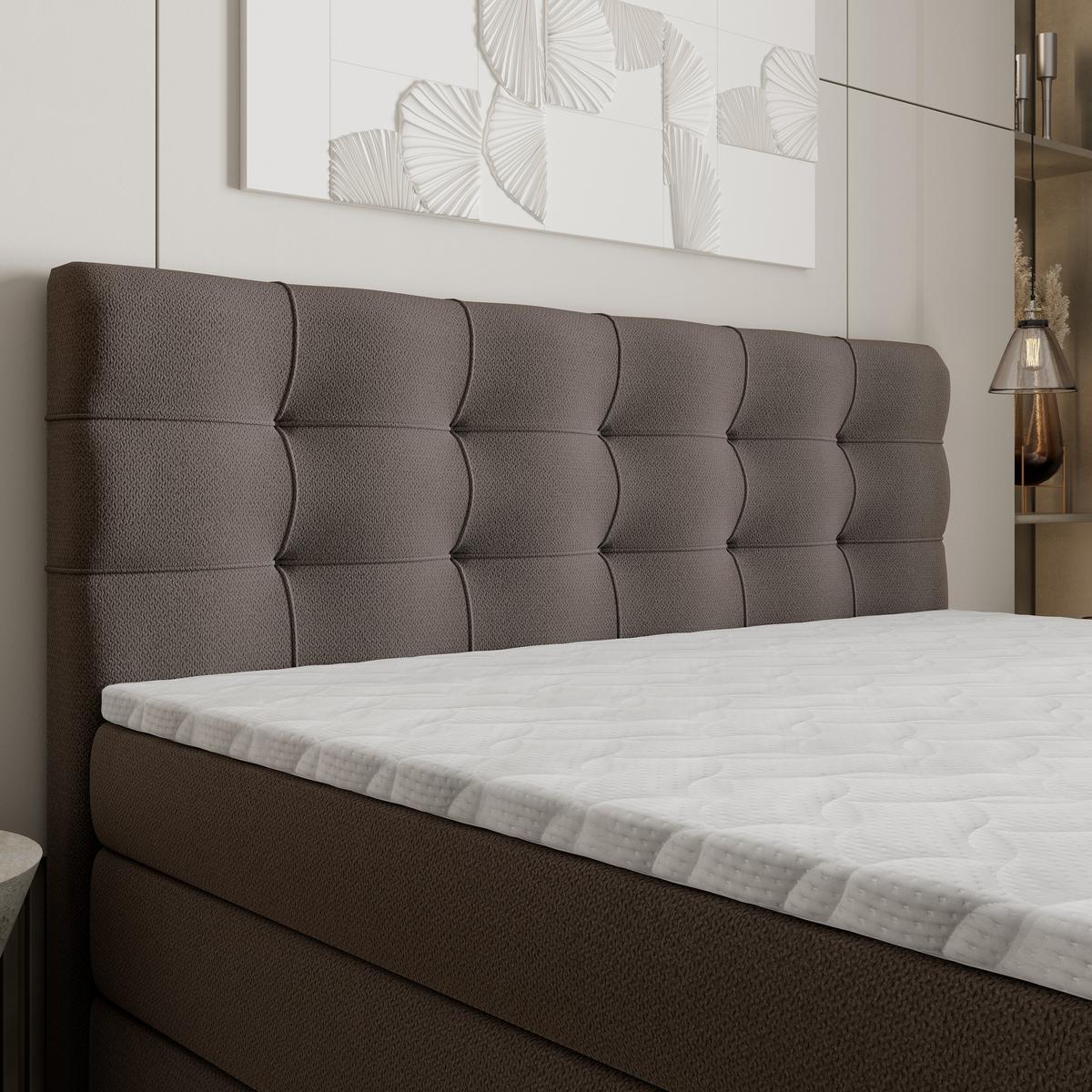 BOXSPRINGBETT AREZI 140x200 cm mit Matratze und Topper - Braun - Braun, Holz (140/200cm) - MASSENO