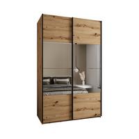 SCHWEBETÜRENSCHRANK 245,5/160/64 2-türig - Schwarz/Eiche Artisan, Holz/Metall (160/245/64cm) - Abiks Möbel