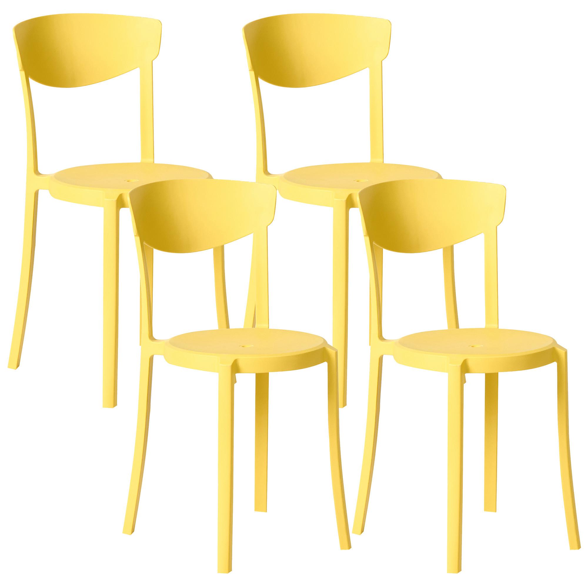 GARTENSTUHL 4er-Set Gelb Vieste - Gelb, Kunststoff (42/80/38cm) - Beliani