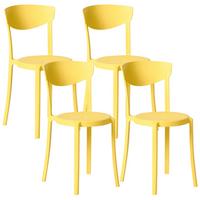 GARTENSTUHL 4er-Set Gelb Vieste - Gelb, Kunststoff (42/80/38cm) - Beliani