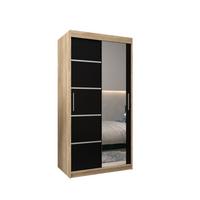 SCHWEBETÜRENSCHRANK 200/100/62 2-türig - Silberfarben/Schwarz, Holz/Kunststoff (100/200/62cm) - MÖBEL KRYSPOL