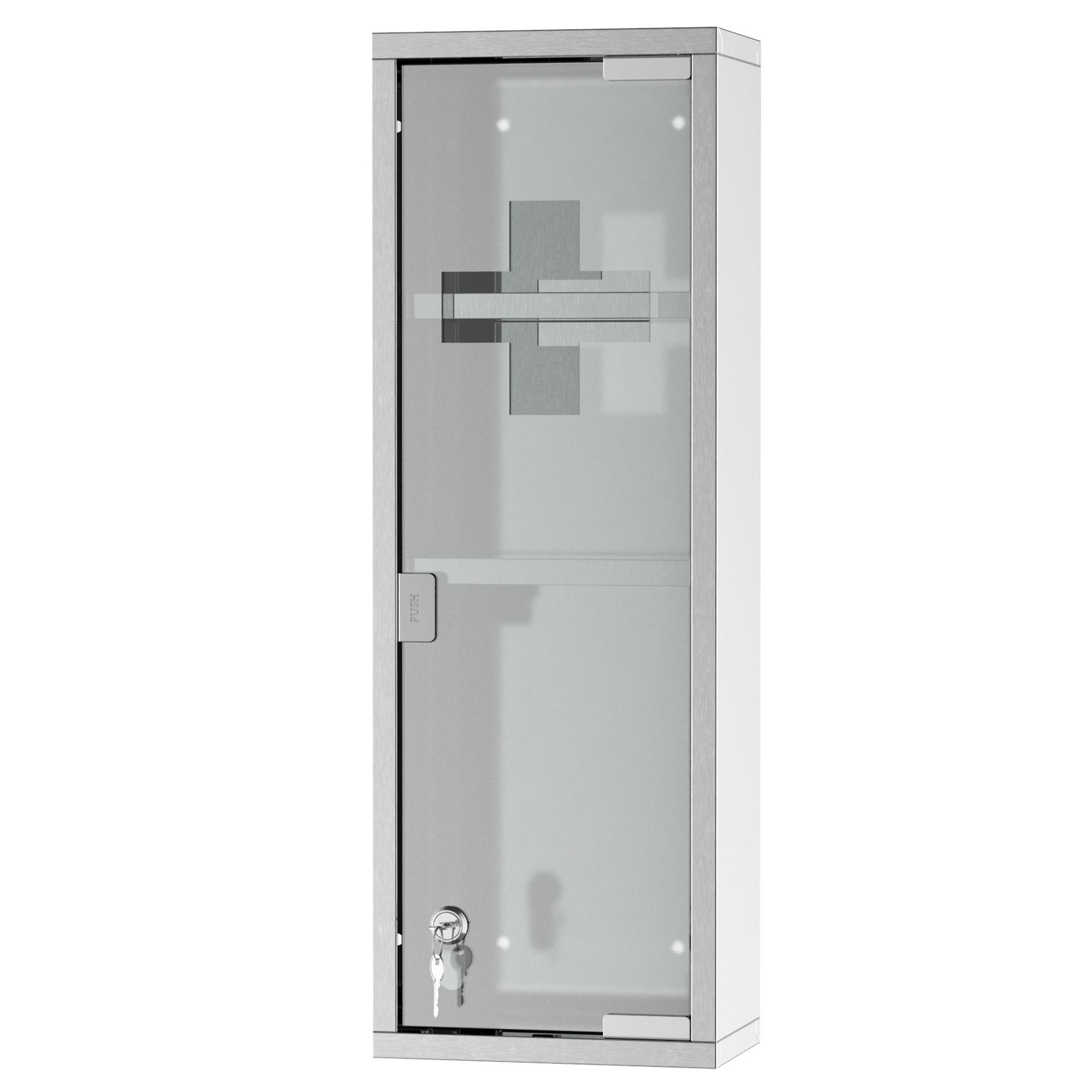 MEDIZINSCHRANK, Mattglas, 430 Edelstahl+gehärtete Glastür, Silber - Silberfarben, Glas (12/58/20cm) - Kleankin