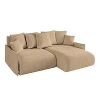 ECKSOFA Ottomane rechts ONESK-L-v1 216x177x72 Grün Velours - Beige, Holzwerkstoff/Kunststoff (177/216cm) - ALTDECOR