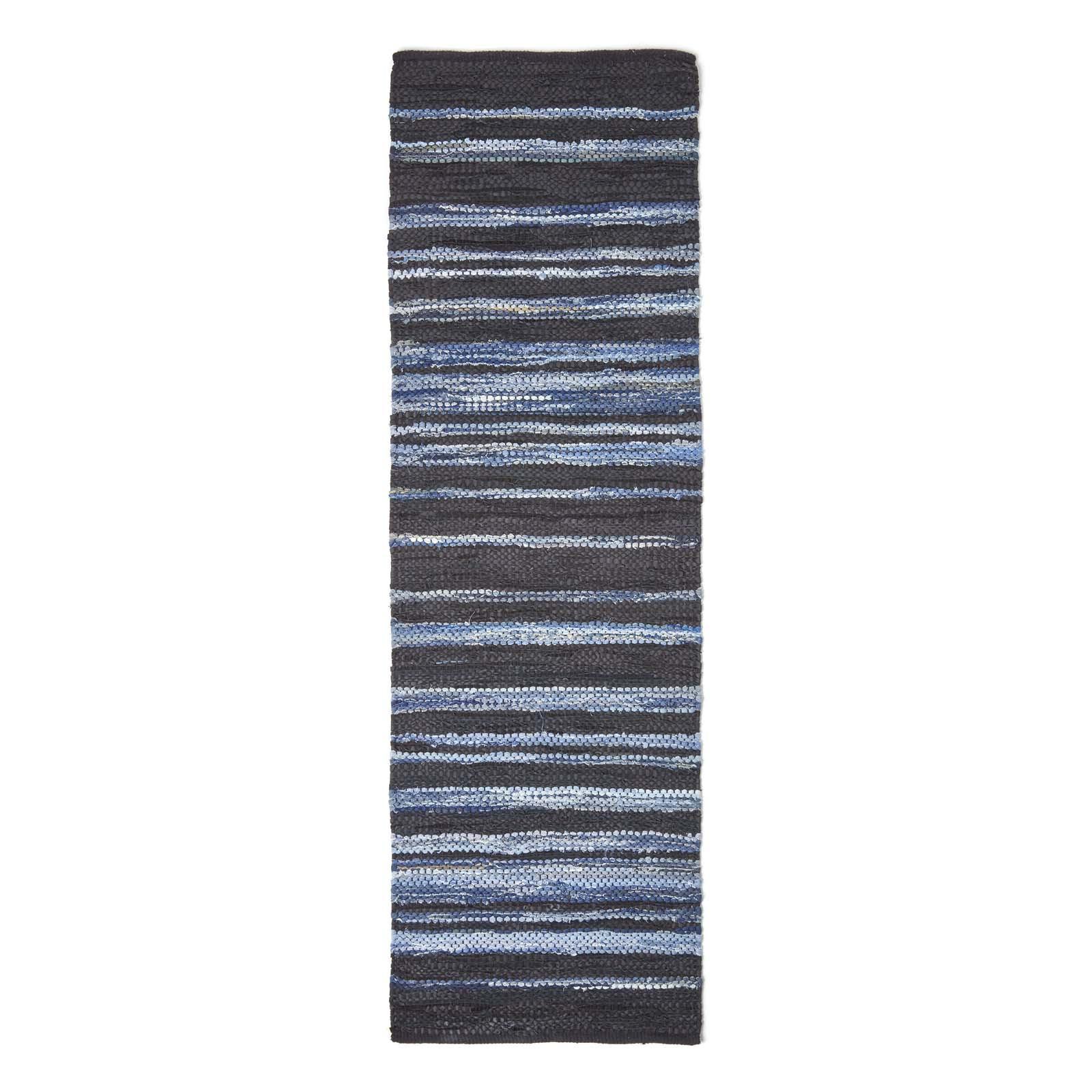 TEPPICHLÄUFER Texas, Leder & Denim 66/200 cm - Blau, Textil (66/200cm) - Homescapes