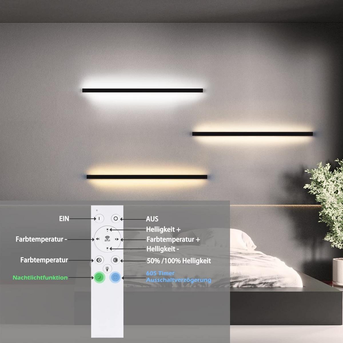 LED WANDLEUCHTE Schatz - Schwarz, Metall (4/3/100cm) - Nettlife