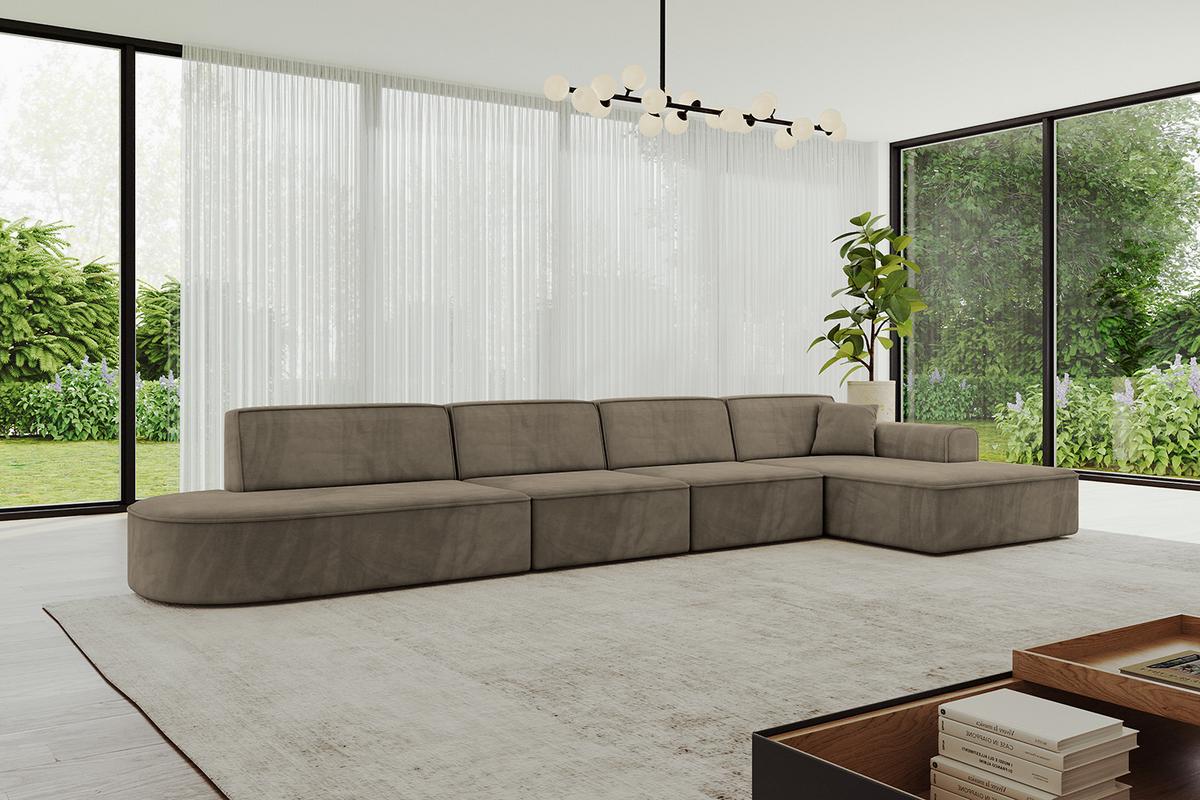 ECKSOFA Ottomane Rechts IREA-L3-v3 - 413x171x79 cm Braun - Braun, Holzwerkstoff/Textil (171/413cm) - ALTDECOR