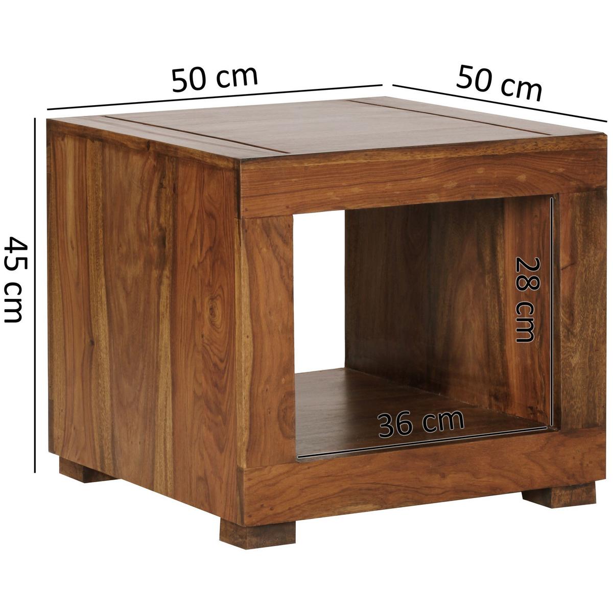 COUCHTISCH Dunkelbraun Massivholz Sheesham 50cm Landhaus-Stil - Dunkelbraun/Braun, Holz (50/50/45cm) - KADIMA DESIGN