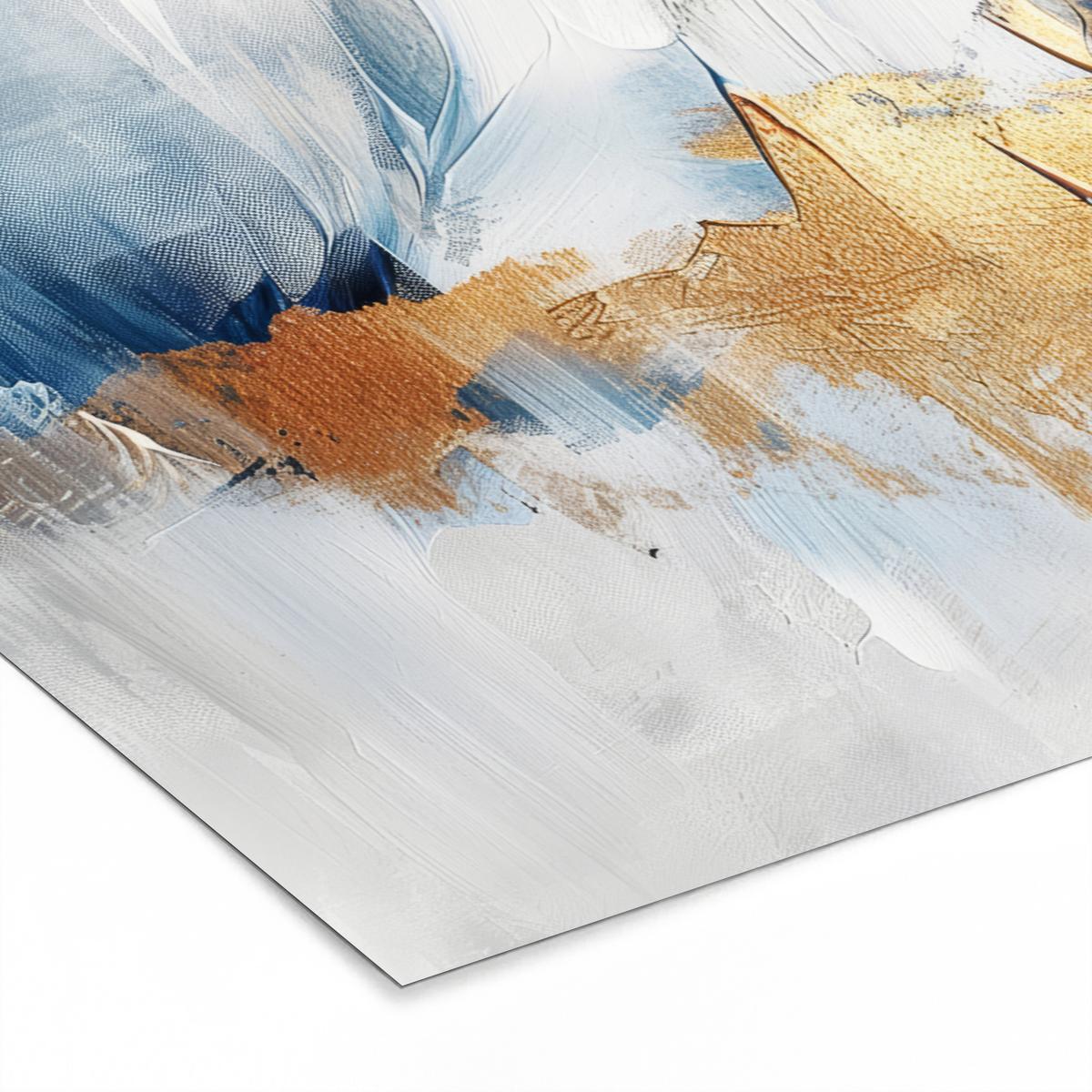 POSTER MIT RAHMENGERAHMTES BILD Gold - Blau - Aquarell - Kunst - Modern 30x20 cm - Hellblau, Papier (30/20cm) - MuchoWow