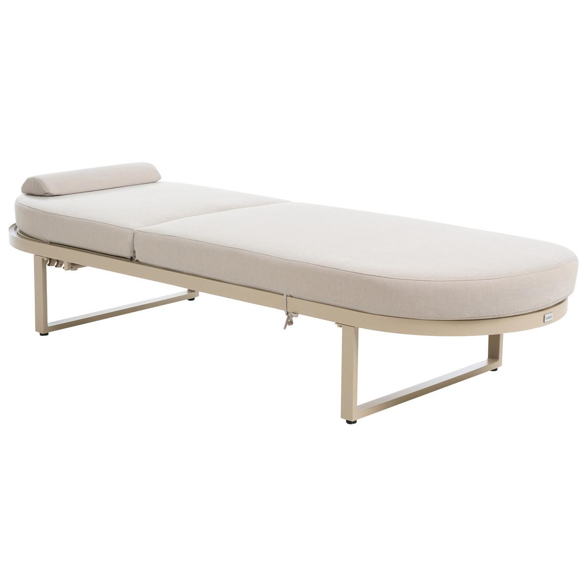 SONNENLIEGE mit Kissen Metall Beige Roncolo - Beige/Schwarz, Metall (128/40/70cm) - Beliani
