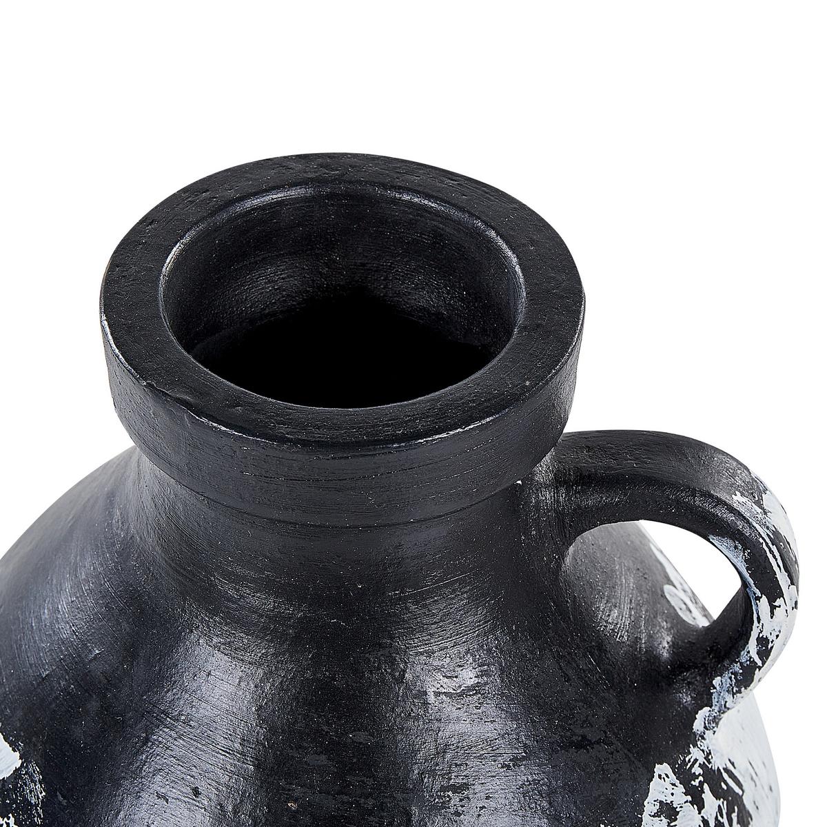 DEKOVASE Terrakotta schwarz Massalia - Schwarz, Stein (33cm) - Beliani