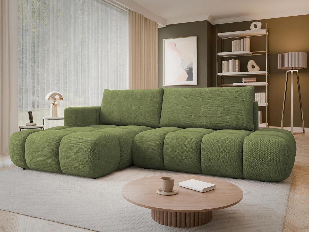 ECKSOFA Soffi, Seite: Links - Schwarz/Grün, Holz/Kunststoff (283/166cm) - MIRJAN24