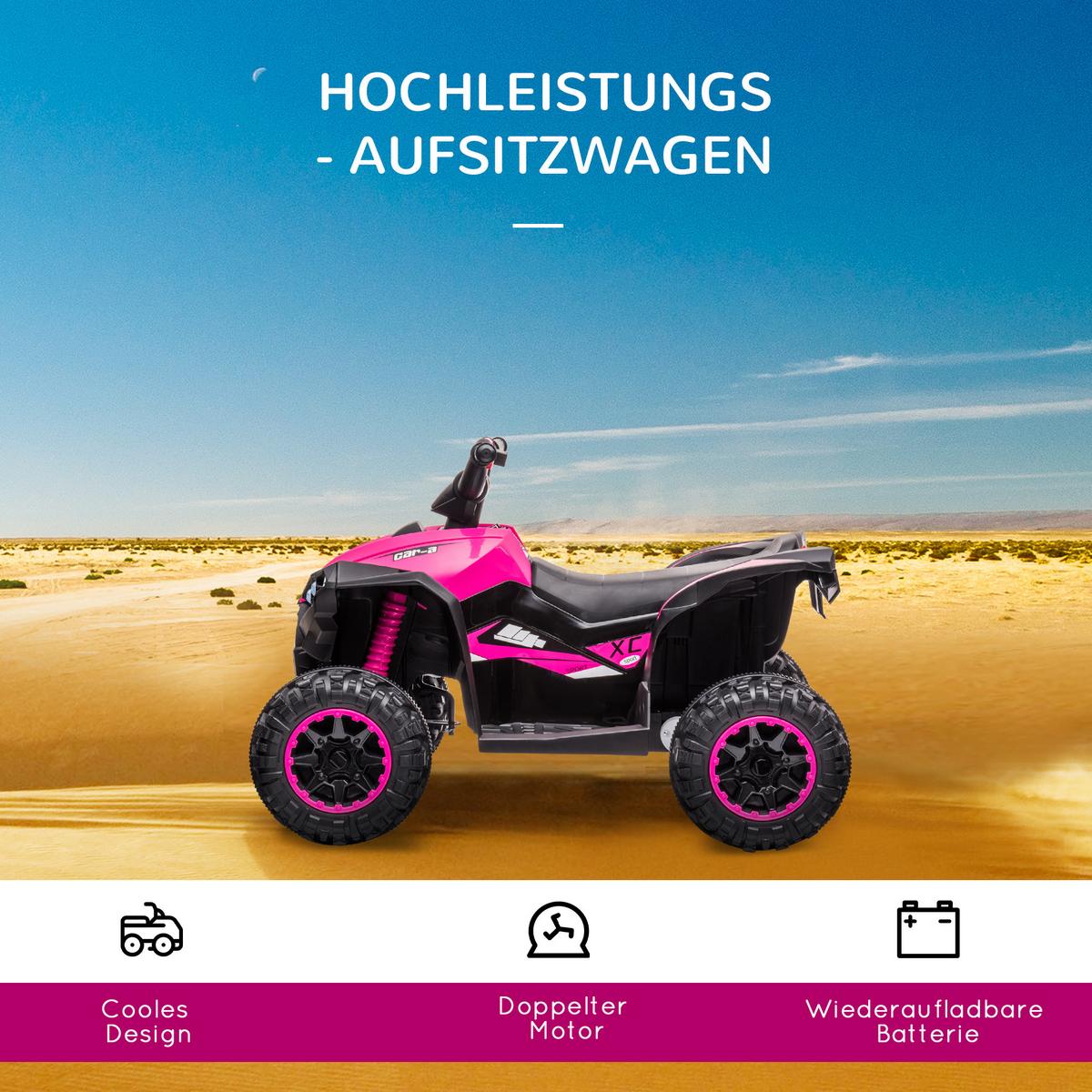 ELEKTRO-QUAD Kinderquad mit USB-Anschluss, Kindermotorrad - Rosa, Metall (83/53/55.5cm) - HOMCOM