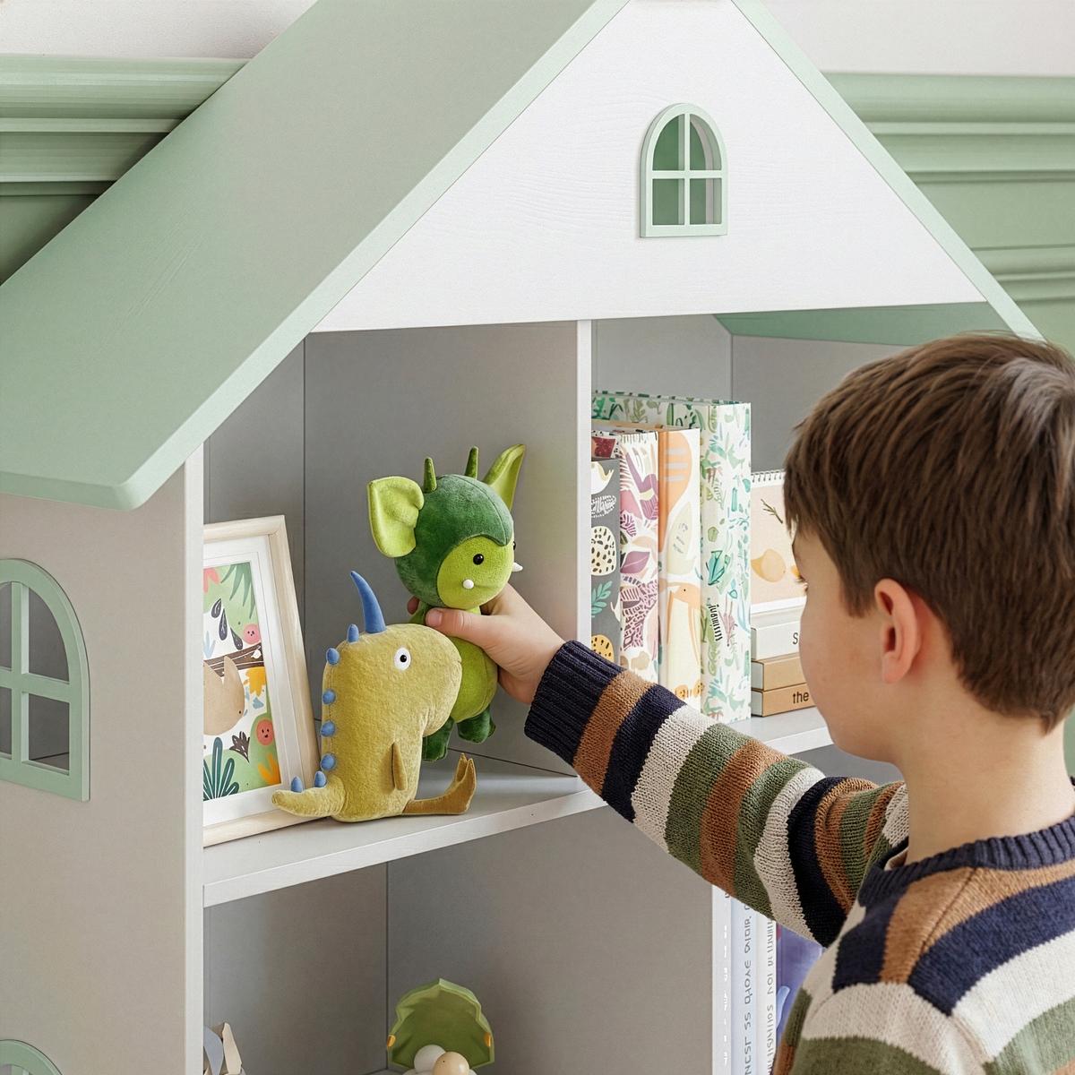 KINDERREGAL Vipsali - Weiß/Mintgrün, Holzwerkstoff (83/106.5/30cm) - [en.casa]