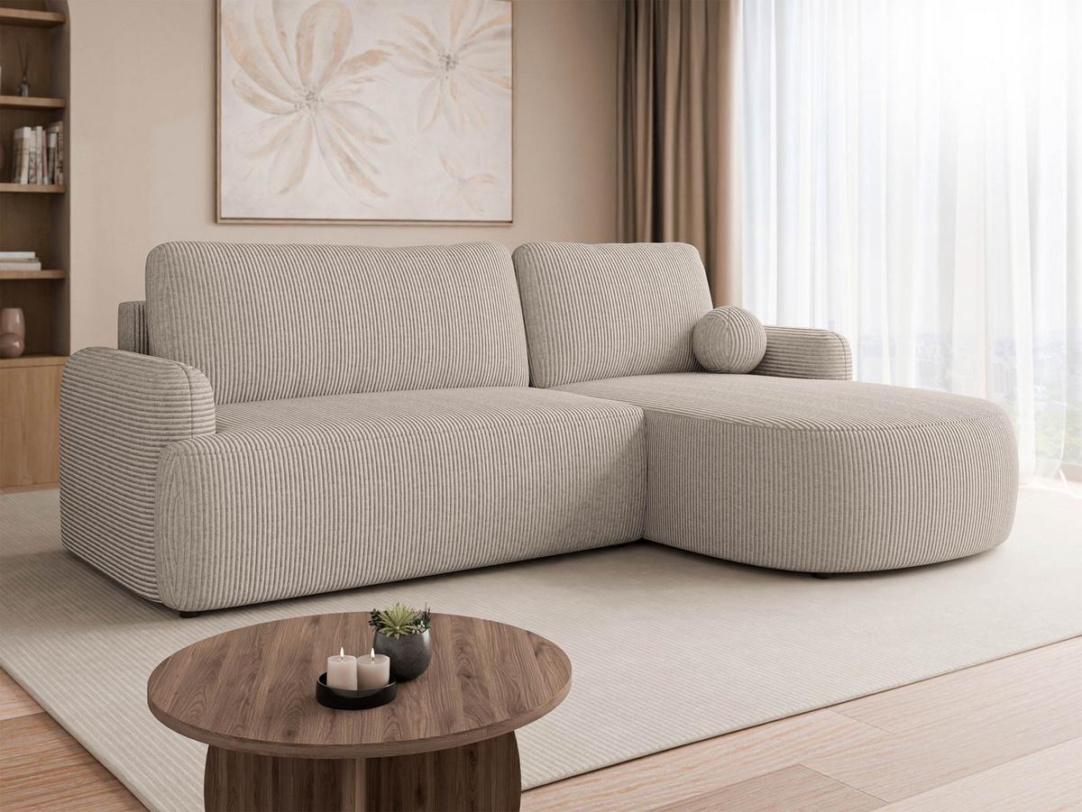 ECKSOFA Loridu Cord, Seite: Rechts - Schwarz/Sahara, Holz/Kunststoff (174/250cm) - MIRJAN24