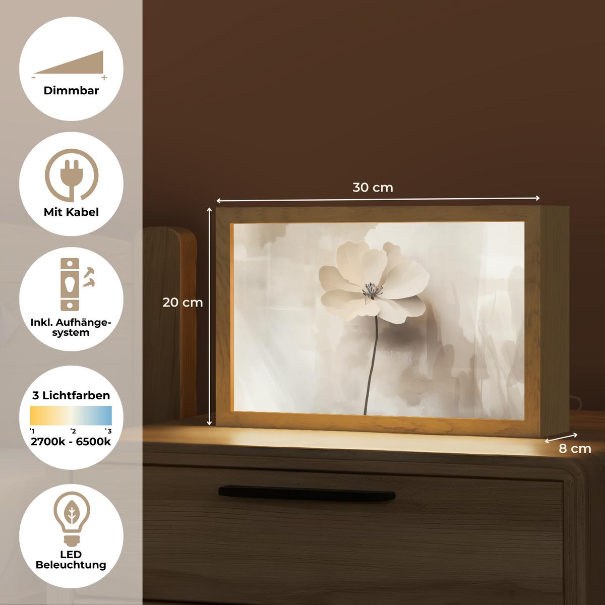 WANDLEUCHTE Blume - Beige - Farbe - Schatten 30x20 cm - Beige, Holzwerkstoff (30/20/8cm) - OnlyWow