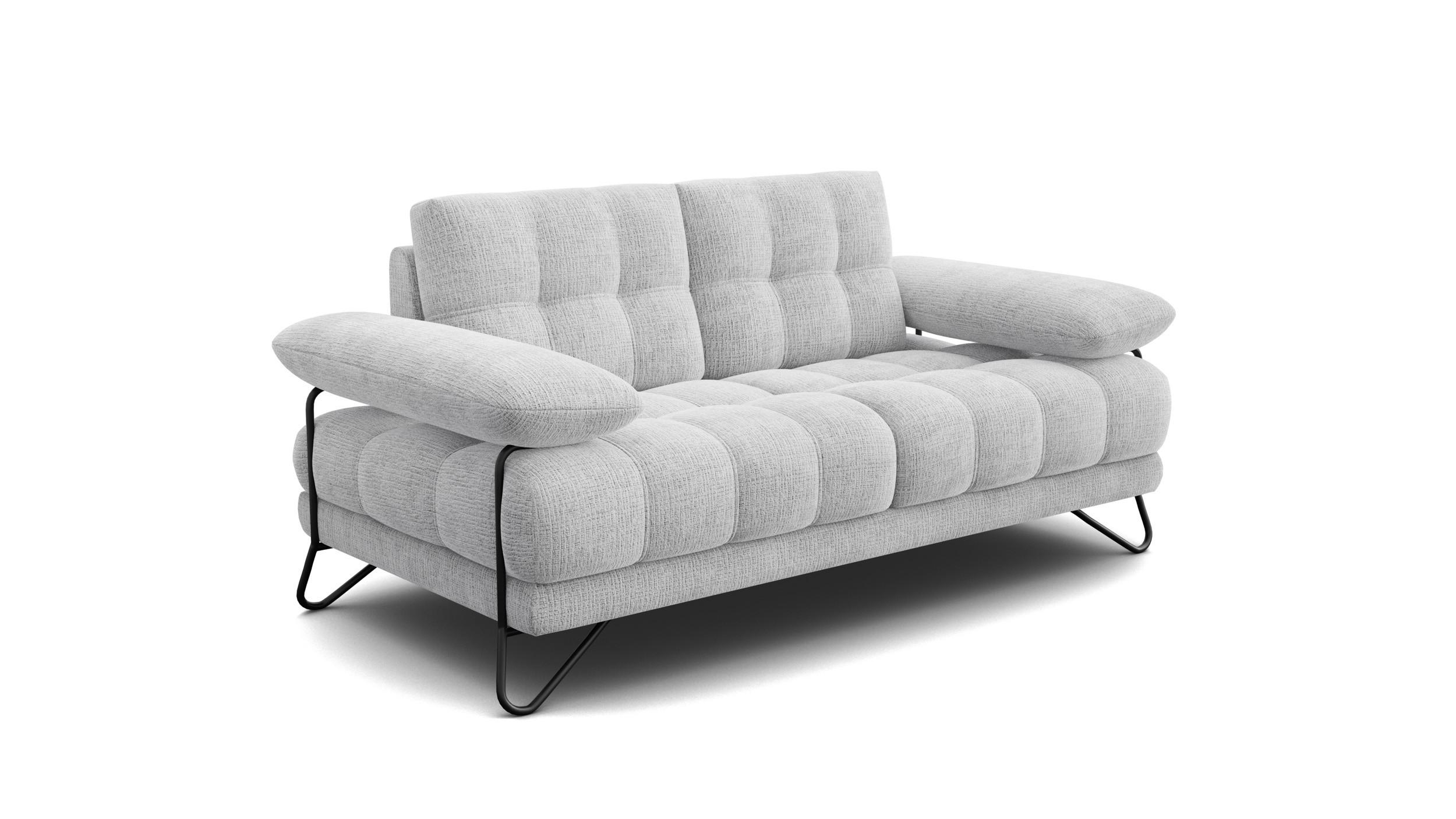 SOFA BUBBARA 2-Sitzer, hellgrau - Hellgrau/Schwarz, Holz/Textil (185/87/96cm) - Wozimo