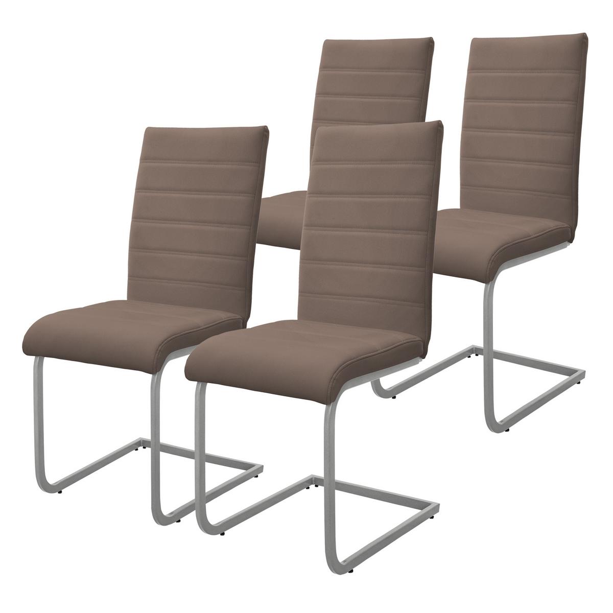 SCHWINGSTUHL 4er Set Braun Kunstleder - Silberfarben/Braun, Metall (40/102/57cm) - ML-DESIGN