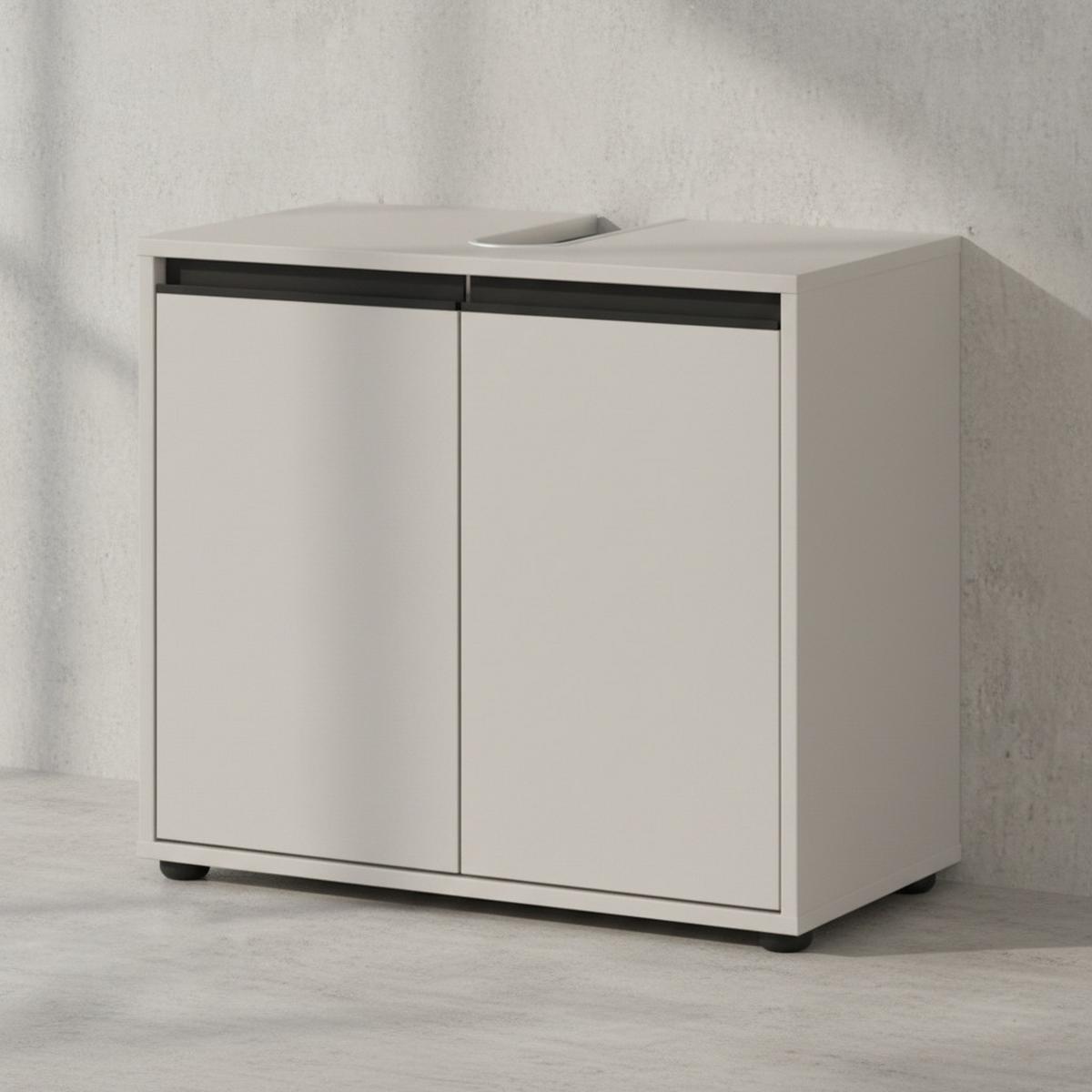 WASCHBECKENUNTERSCHRANK 63 cm mit zwei Türen und Einlegeboden | Steingrau - Grau, Holzwerkstoff (63/55/34cm) - KADIMA DESIGN