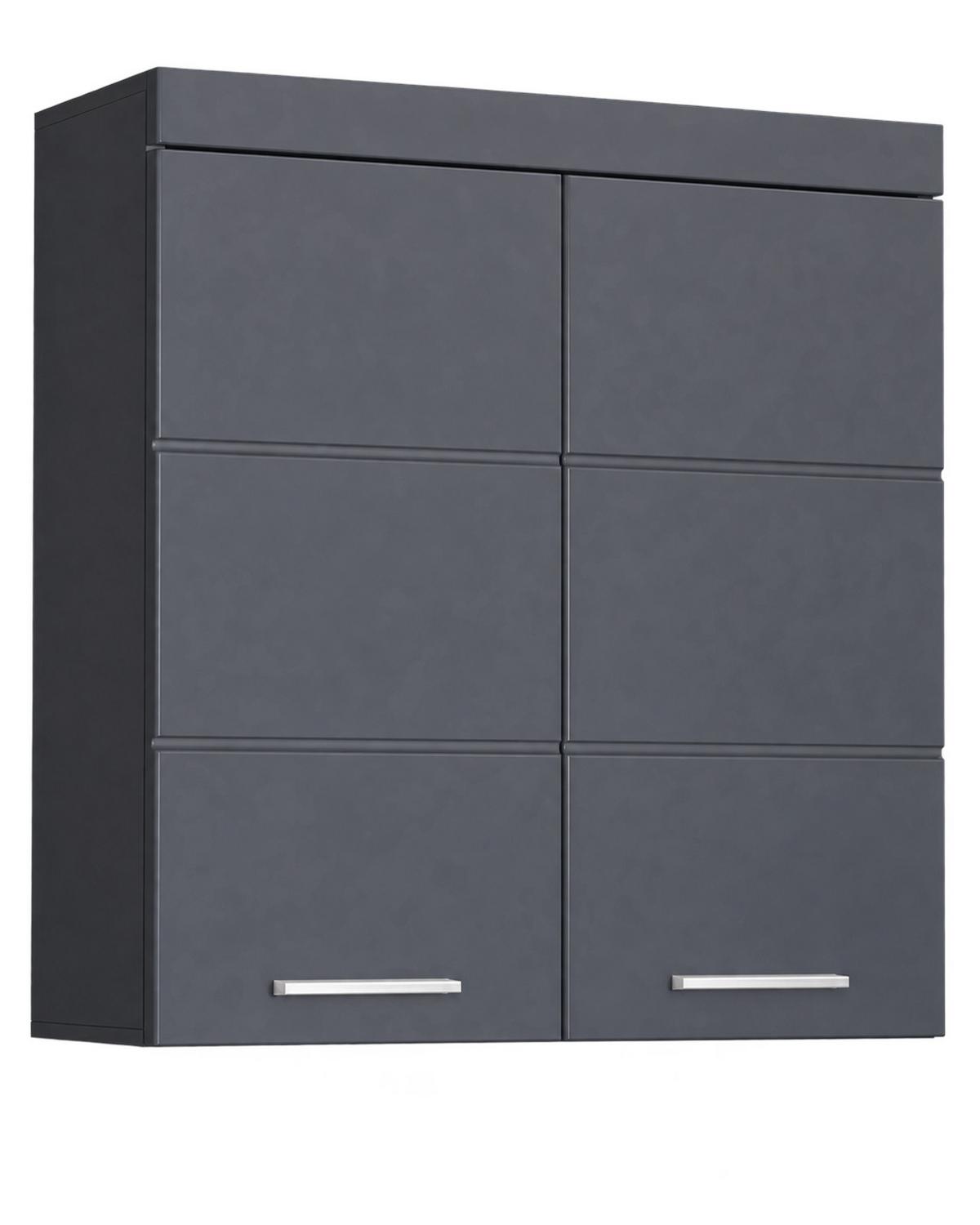 HÄNGESCHRANK grau Hochglanz 73 x 77 cm, Badschrank 2-türig hängend - Grau, Holzwerkstoff/Kunststoff (73/77/23cm) - Top.Furn