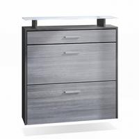SCHUHSCHRANK Malea Fronten in Avola-Anthrazit - Anthrazit, Holzwerkstoff (89/96/23cm) - Vladon