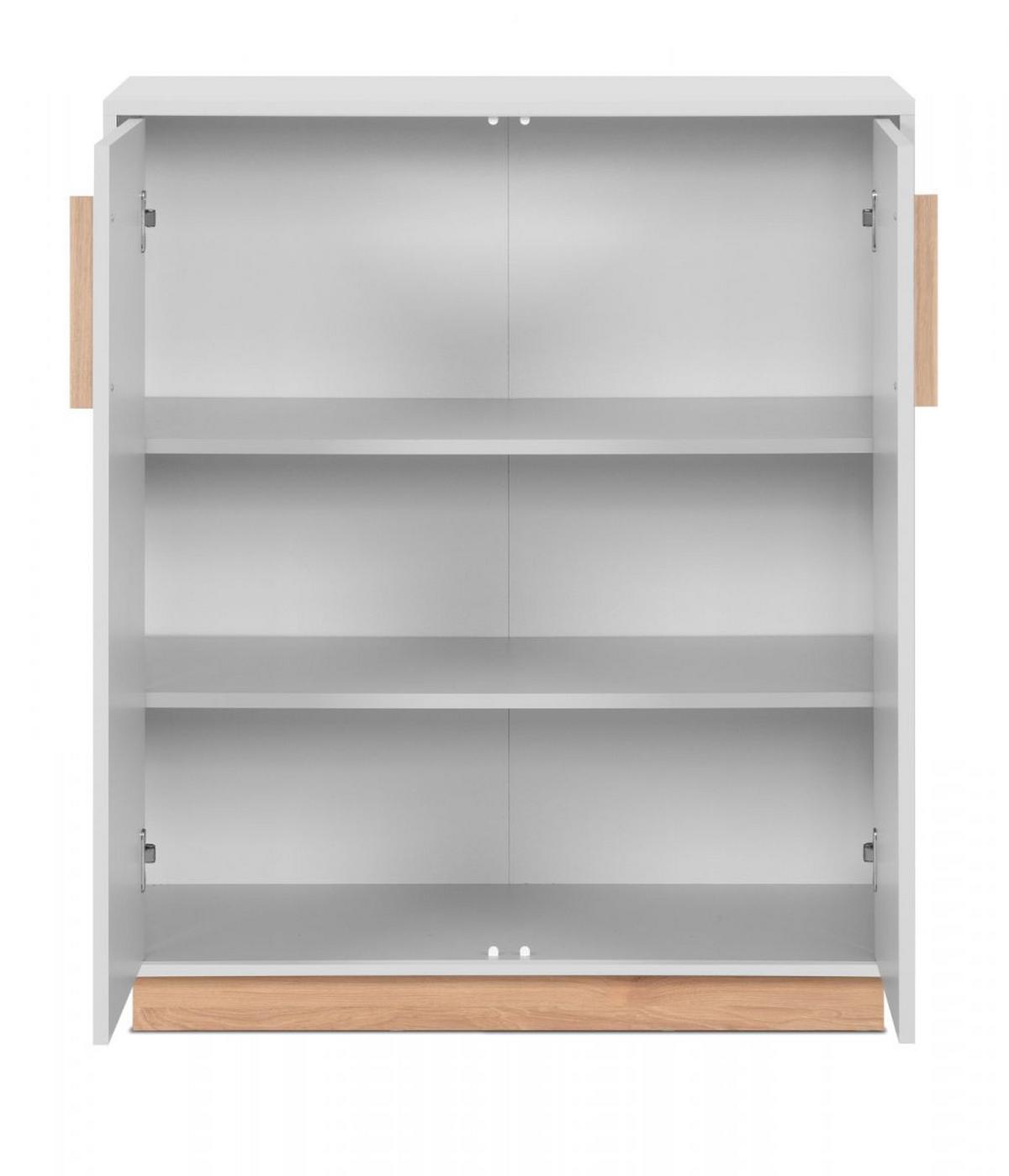 KOMMODE grau, Hickory Walnuss 82 cm, Sideboard 2-türig - Walnussfarben/Grau, Holzwerkstoff/Metall (82/94/40cm) - Furn.Design