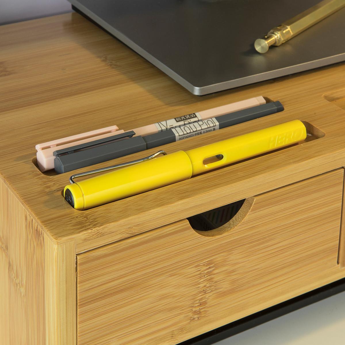 MONITORSTÄNDER mit Schubladen BBF03-N - Ahornfarben, Fell (25/51/11.5cm) - SoBuy