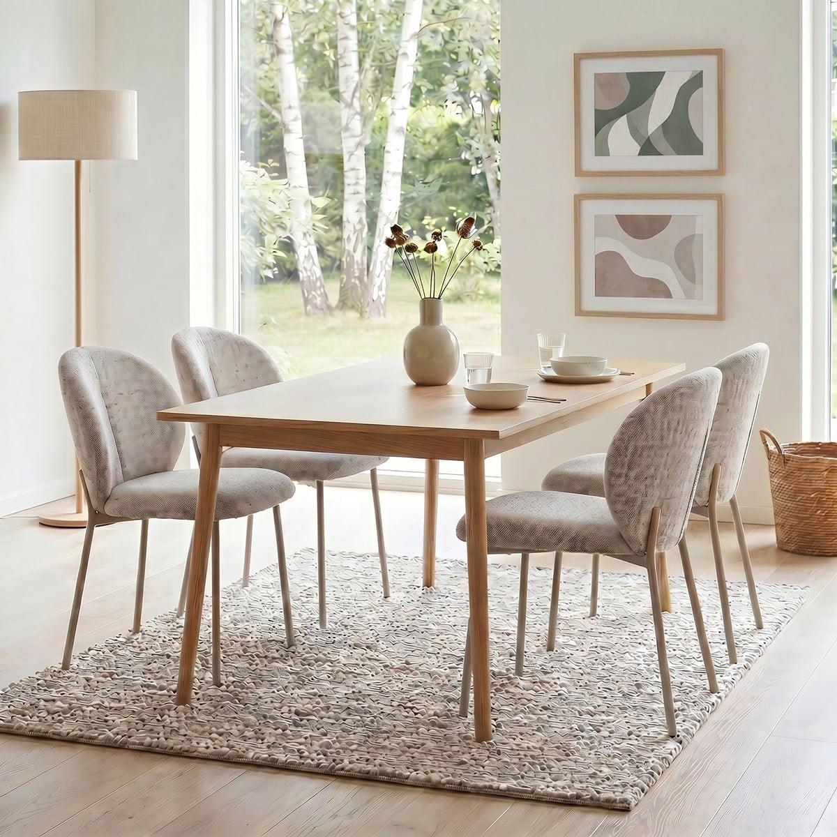 STÜHLE 2er-Set, gepolstert, aus meliertem stoff beige 48/80/60 cm - Beige, Textil (48/80/60cm) - Calicosy