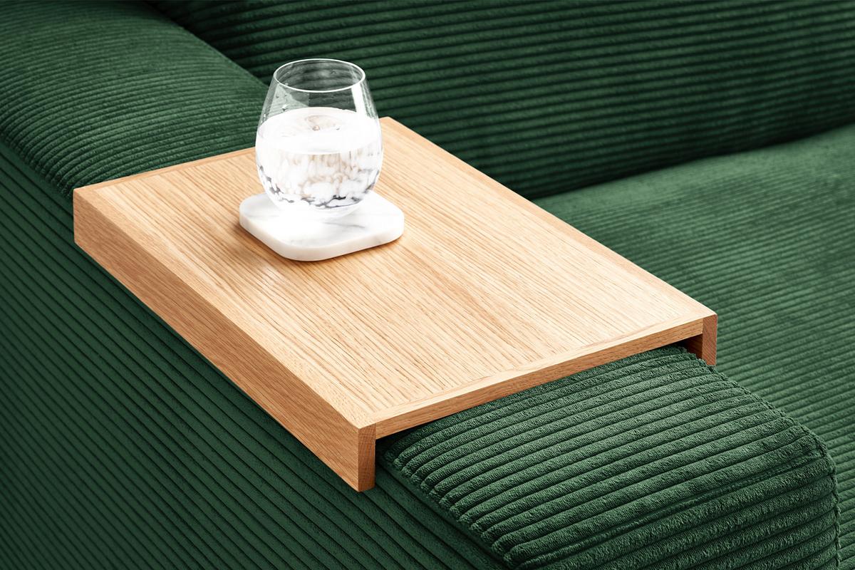 BIG SOFA XL MIT TABLETT MADELINE Smaragdgrün Cord - Smaragdgrün/Schwarz, Kunststoff/Textil (290/85/190cm) - KAWOLA