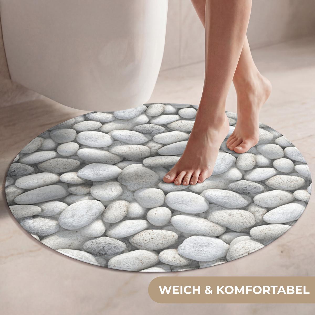 WC-VORLEGER Steine - Grau - Oval Toilettenteppich 70x70 cm - Hellgrau, Textil (70/1cm) - OnlyWow