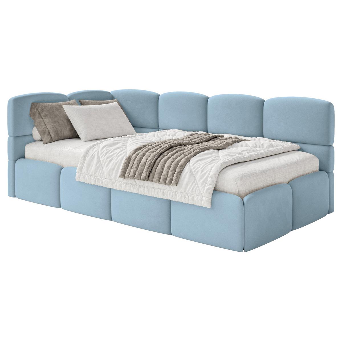 JUGENDBETT Cloudy Hellblau 120 x 200 cm - Blau/Schwarz, Kunststoff/Textil (120/200cm) - Selsey