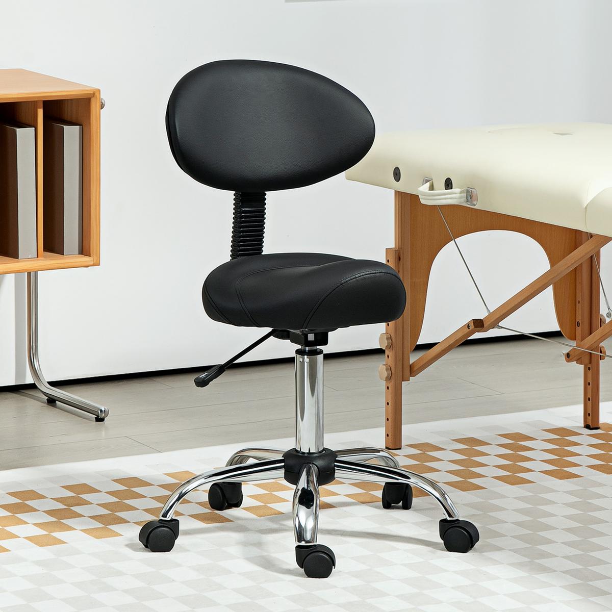 ROLLHOCKER Kunstleder Schaumstoff Schwarz - Silberfarben/Schwarz, Kunststoff/Metall (50/98/50cm) - HOMCOM