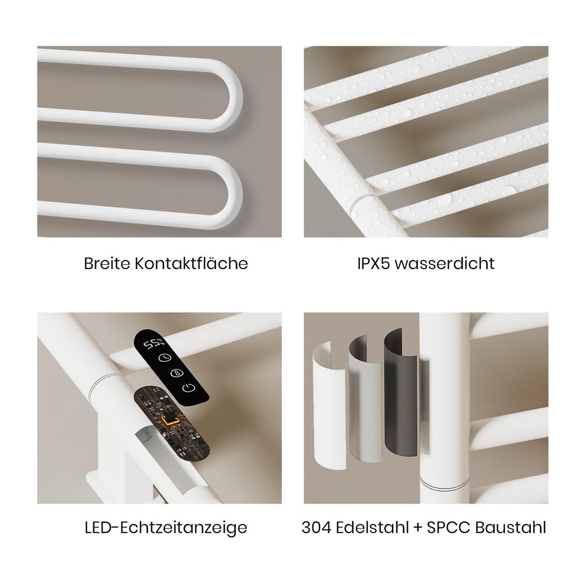 HEIZKÖRPER Elektrischer Handtuchhalter Weiß 78/43/9 cm - Weiß, Metall (43/78/9cm) - EMKE