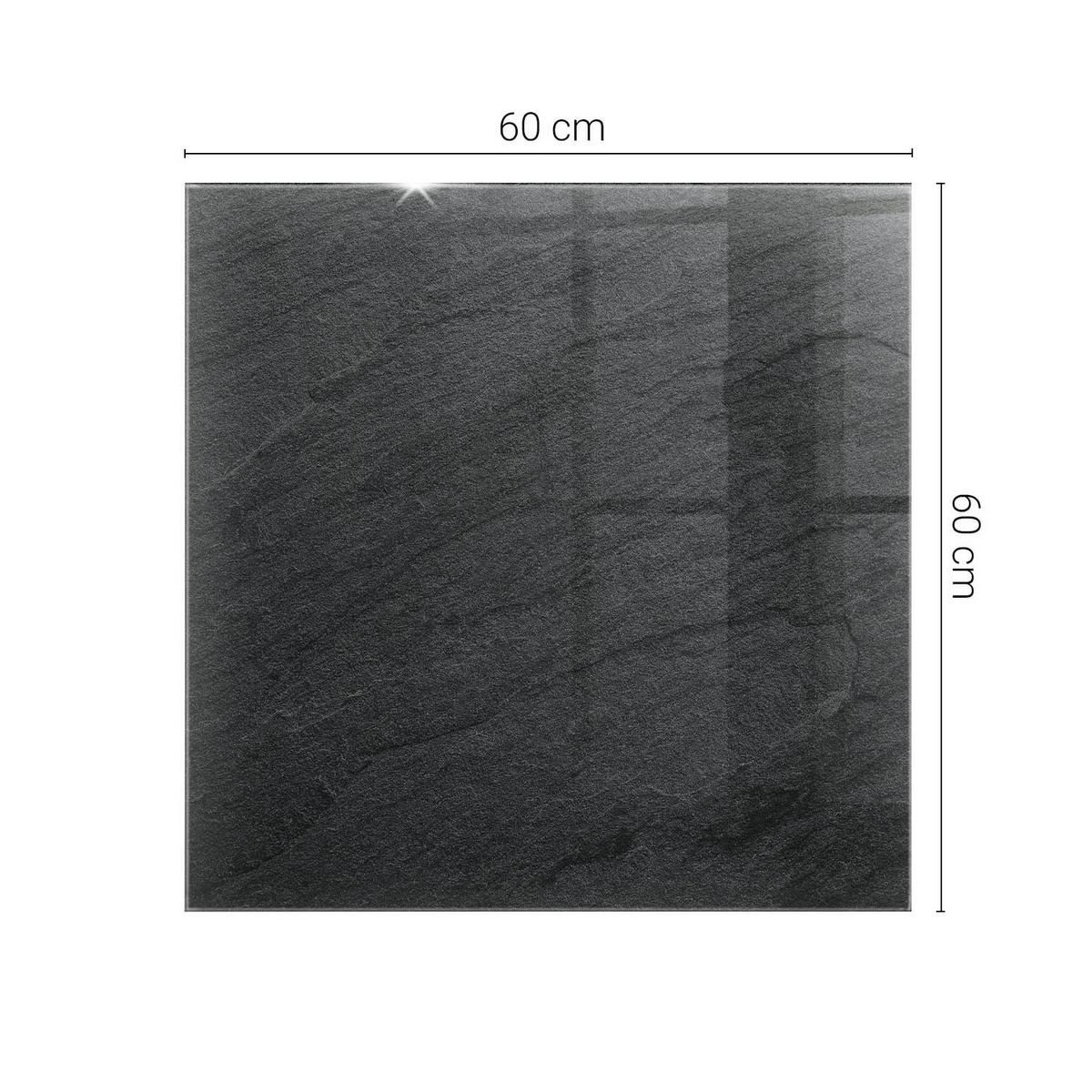 TISCHPLATTE 60x60 cm Natürliche Steinstruktur - Schwarz, Glas (0.4/60/60cm) - TULUP