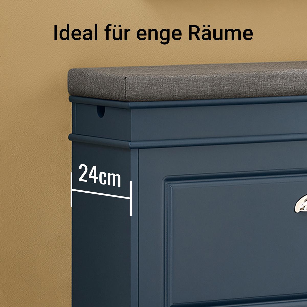 SCHUHBANK mit Sitzkissen Blau 75x52x24cm - Blau, Holzwerkstoff (75/52/24cm) - SoBuy