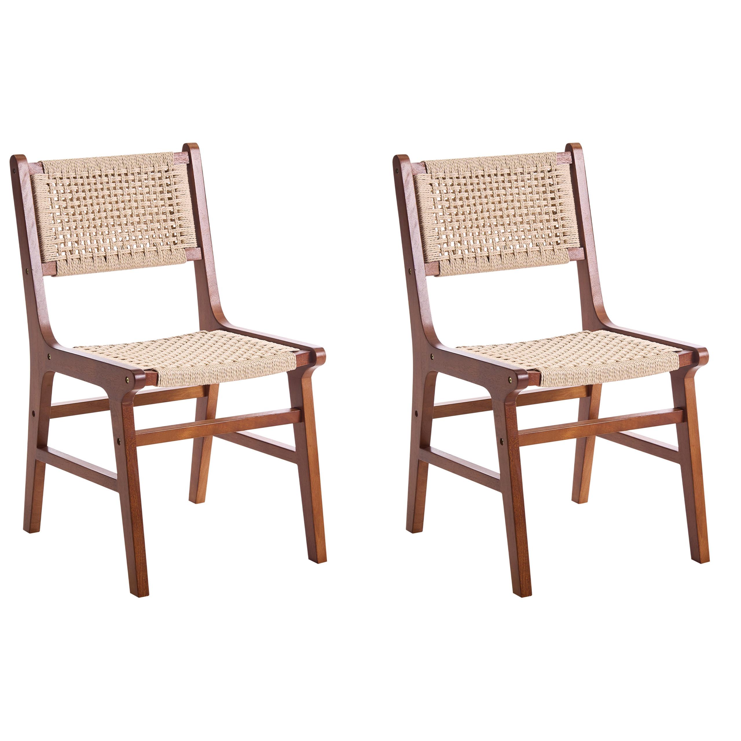 ESSZIMMERSTUHL 2er-Set Holz Braun/Beige Ozella - Braun, Holz (46/84/55cm) - Beliani