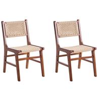 ESSZIMMERSTUHL 2er-Set Holz Braun/Beige Ozella - Braun, Holz (46/84/55cm) - Beliani