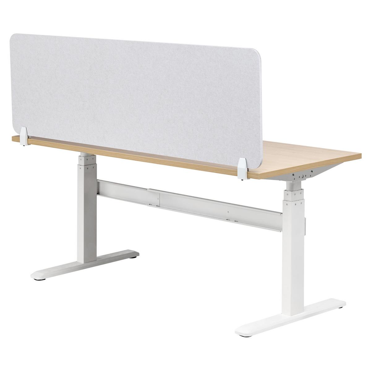 SCHREIBTISCHTRENNWAND Cremeweiß 160x1x50 Split - Creme, Kunststoff (1/160/50cm) - Beliani