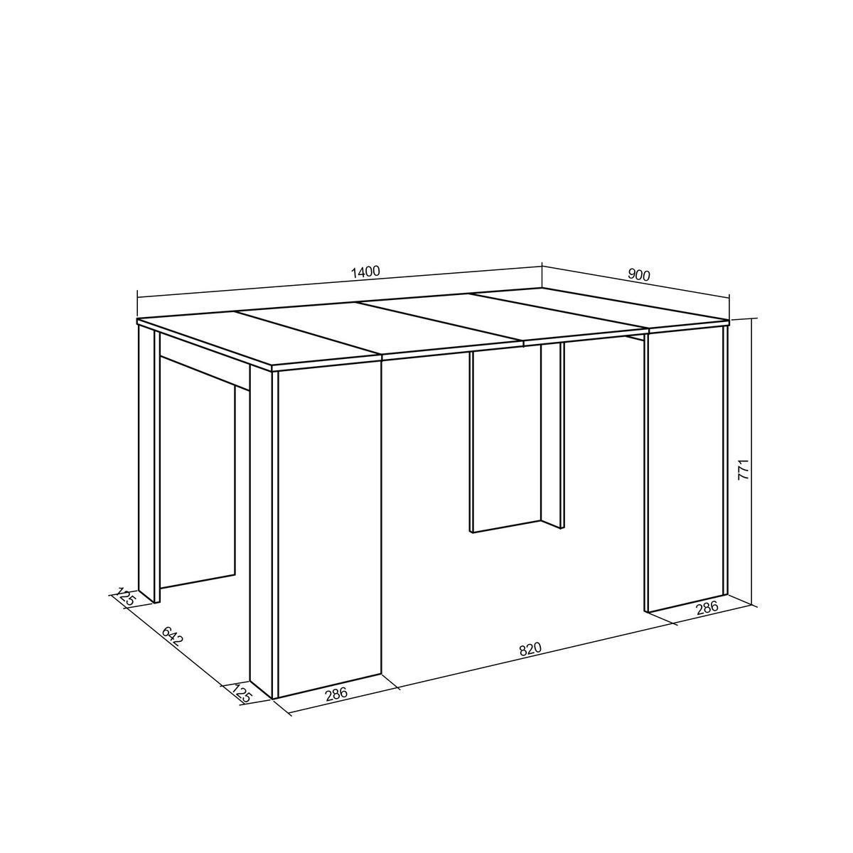 KONSOLENTISCH ausziehbar 58 bis 140cm, für 6 Gäste, weiß, 90/58/77cm - Weiß, Holzwerkstoff (90/140/77cm) - Skraut Home