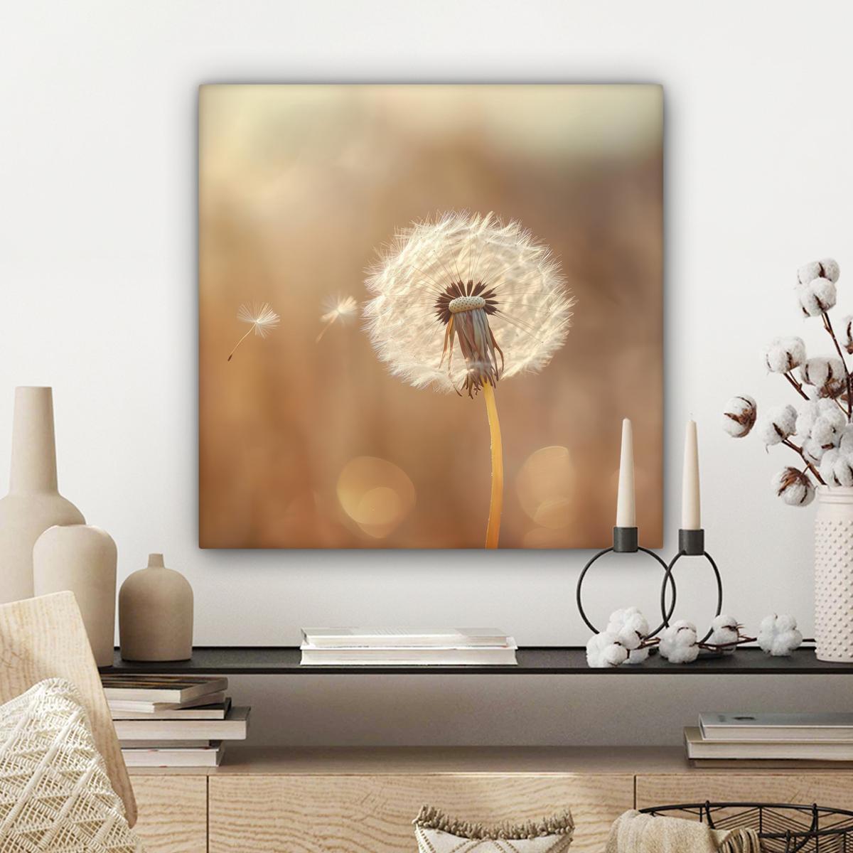 LEINWANDBILD Löwenzahn - Beige - Natur - Blume Wandbild Wohnzimmer 50x50 cm - Hellbraun, Textil (50/50cm) - MuchoWow
