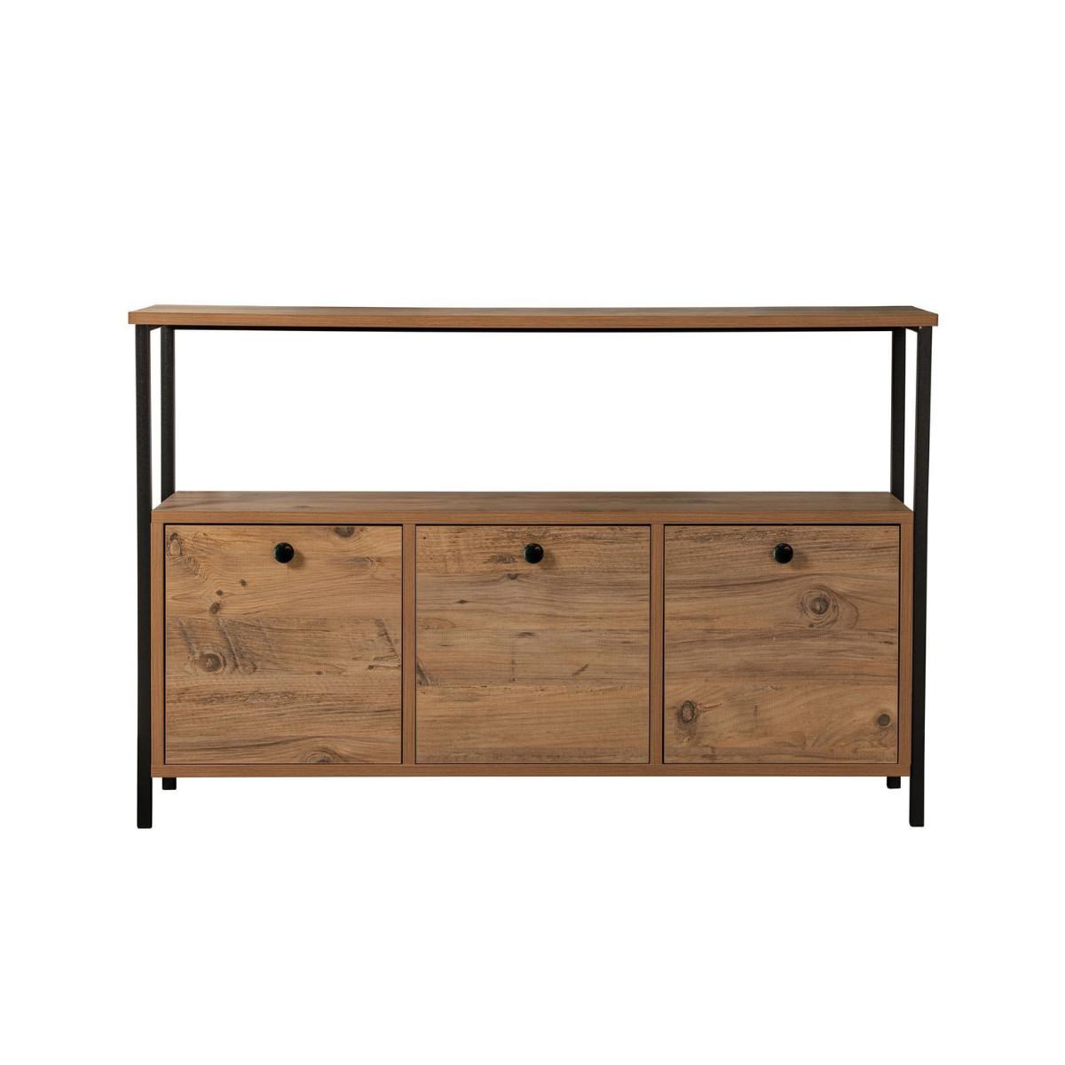 SIDEBOARD mit 3 Türen und 1 oberer Ablagefläche 120/29,5/77 cm - Beige, Holzwerkstoff (29.5/77/120cm) - Calicosy