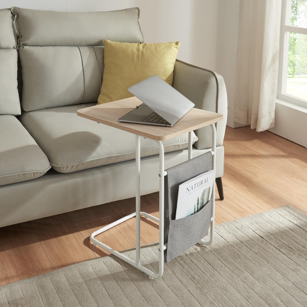 LAPTOPTISCH Dyrøy - Eichefarben/Weiß, Metall (37/48/56cm) - [en.casa]